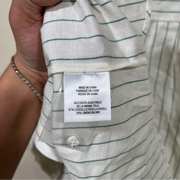 NWT Favorite Daughter size small THE EX-BOYFRIEND SHIRT green ivory button down - Picture 14 of 14